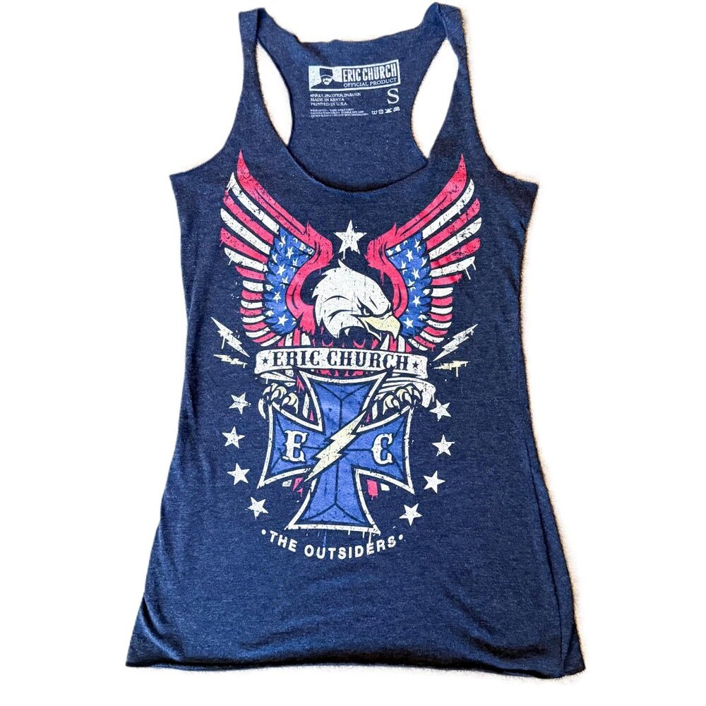 Eric Church The Outsiders Tank Top Women's S Black Eagle Concert Merch Patriotic